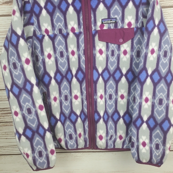 Patagonia Synchilla Womens Small Blue Pine Patch: Lupine Snap-T Hooded Jacket - Picture 4 of 13